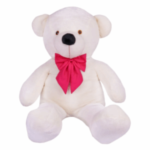 Urso De Pelúcia Gigante Teddy - Grande - Laço Personalizado Cor Baunilha/Laço Pink